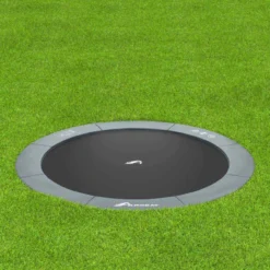 Akrobat Trampoline Flat-to-the-Ground 365 12ft Orbit Antraciet Zonder Veiligheidsnet -Aanbiedingen Buiten Plezier Winkel Orbit Flat Round Antracit No Net InGrass 3
