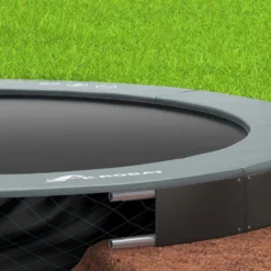 Akrobat Trampoline Flat-to-the-Ground 305 10ft Orbit Antraciet Zonder Veiligheidsnet -Aanbiedingen Buiten Plezier Winkel akrobat orbit flat rond antraciet met net 2 1