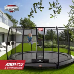 BERG Trampoline Inground Champion 380 Grey +SafetyNet Deluxe -Aanbiedingen Buiten Plezier Winkel berg trampoline champion inground grey safety net deluxe 1 1