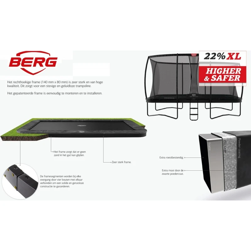 BERG Trampoline Regular Ultim Elite 500 Grey + Safety Net DLX XL 5 BERG Trampoline Regular Ultim Elite 500 Grey + Safety Net DLX XL - Afbeelding 3