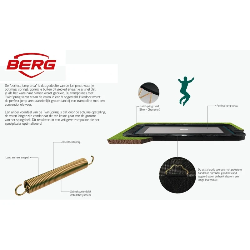 BERG Trampoline Flatground Ultim Elite 500 Black + Aerowall 2×2 SPORTS 6 BERG Trampoline Flatground Ultim Elite 500 Black + Aerowall 2×2 SPORTS - Afbeelding 4
