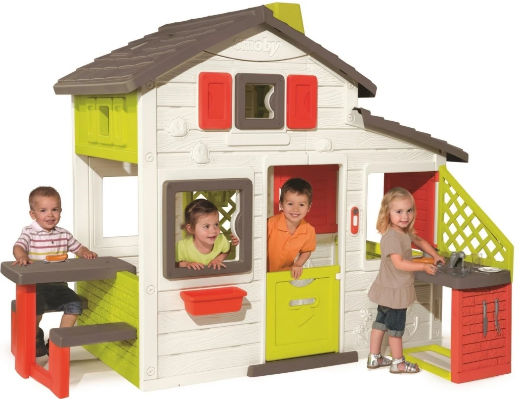 Smoby Friends House Met Buitenkeuken Kunststof Speelhuis 3 Smoby Friends House Met Buitenkeuken Kunststof Speelhuis