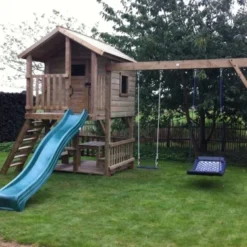 Houten Speelhuis Maarten Met Deur -Aanbiedingen Buiten Plezier Winkel speeltoren maarten met schommel met deur