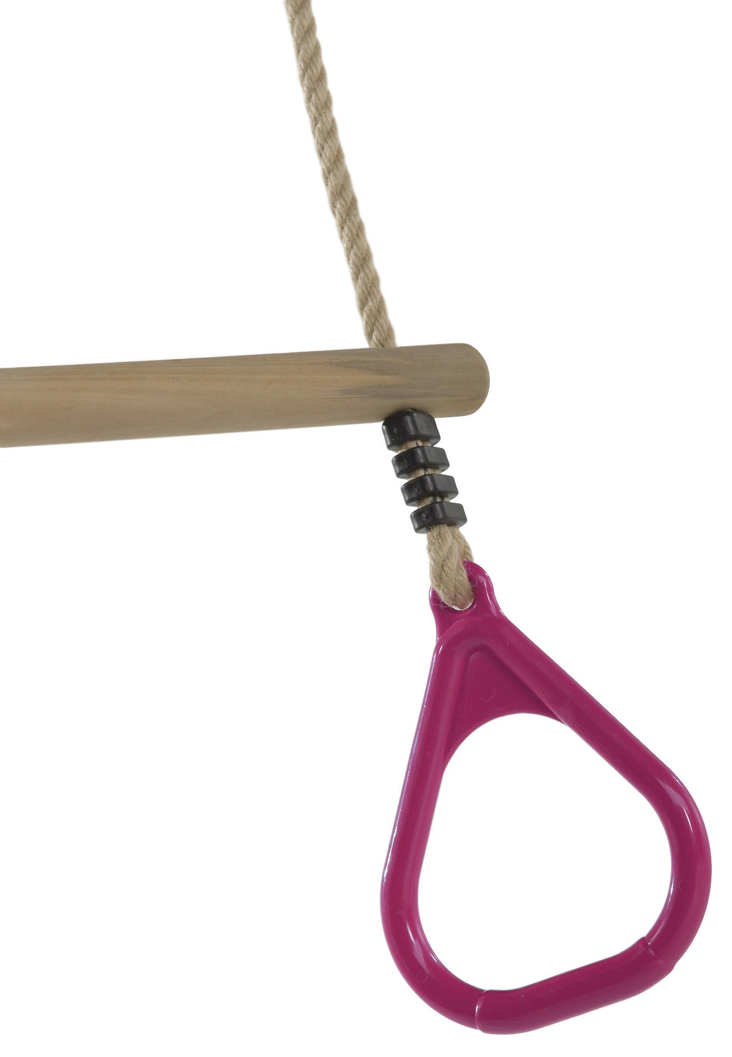 Houten Trapeze Met Kunststof Ringen (PH-touwenset) Magenta 4 Houten Trapeze Met Kunststof Ringen (PH-touwenset) Magenta - Afbeelding 2